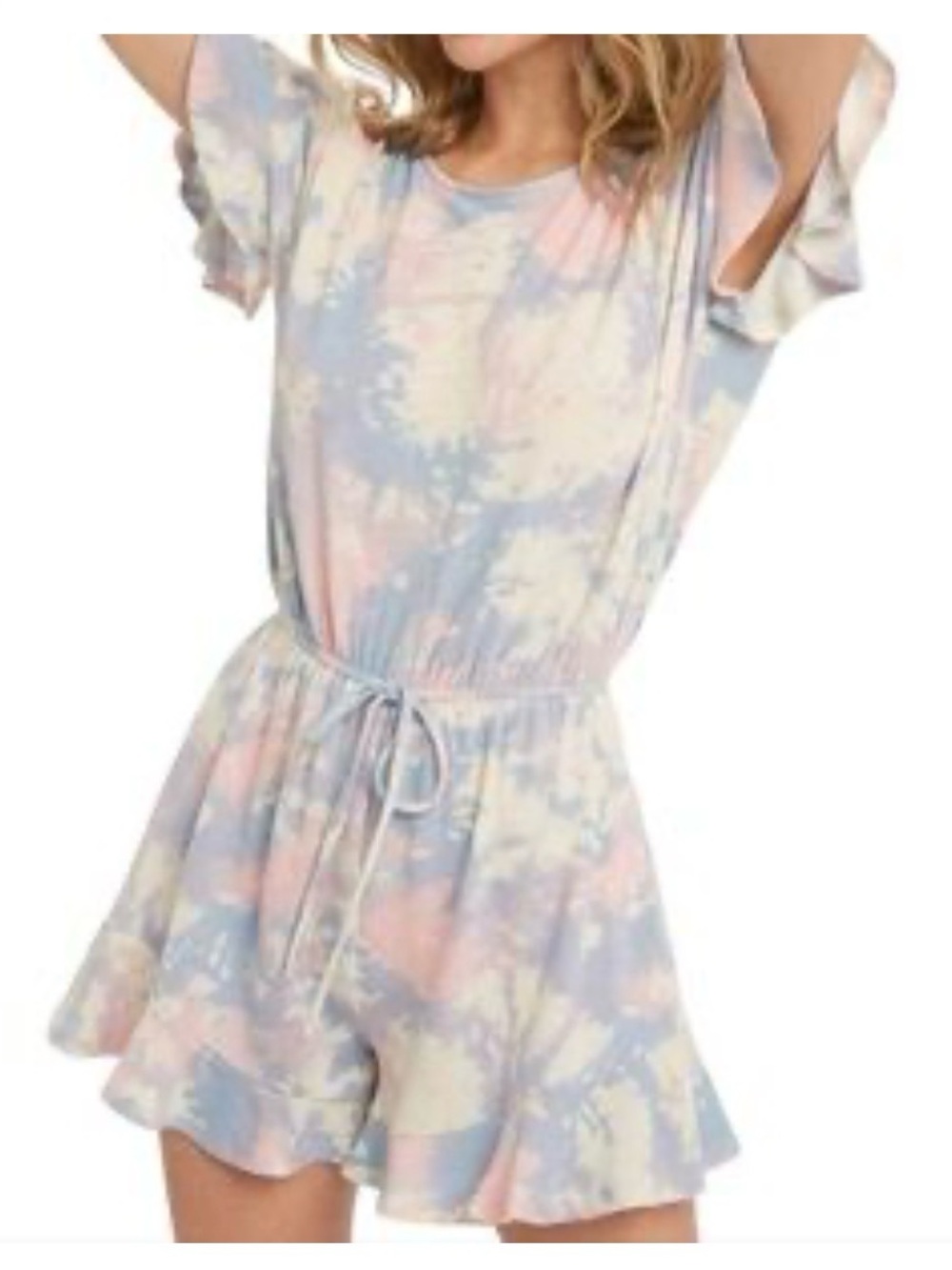 BluIvy Blush Blue Tie-Dye Romper - new without tags